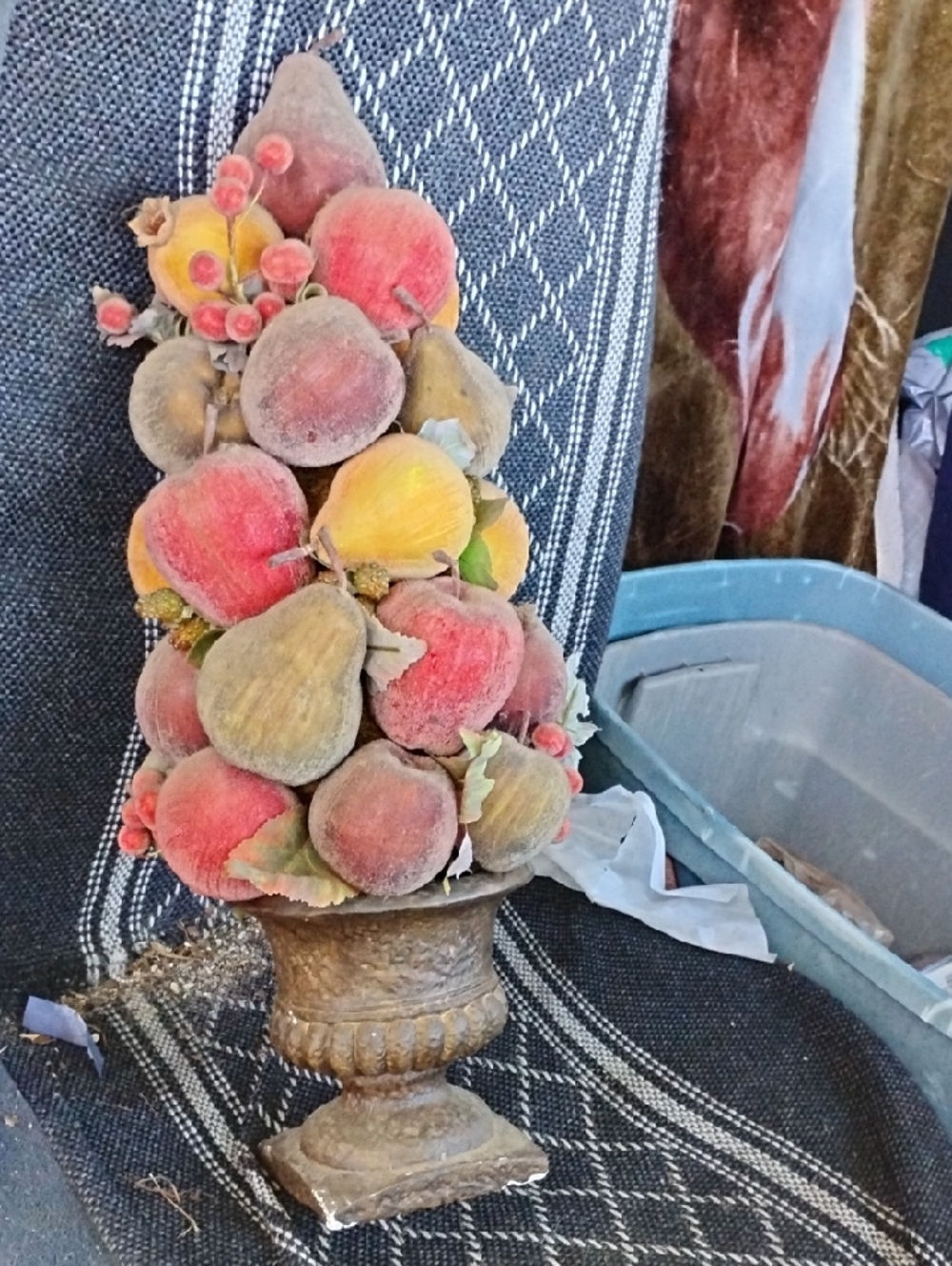 Decorative Velvet Fruit Topiary in Red, Yellow, and Green - Home Accents